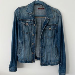 7 FOR ALL MANKIND OMBRÉ DISTRESSED JEAN DENIM JACKET SIZE XS